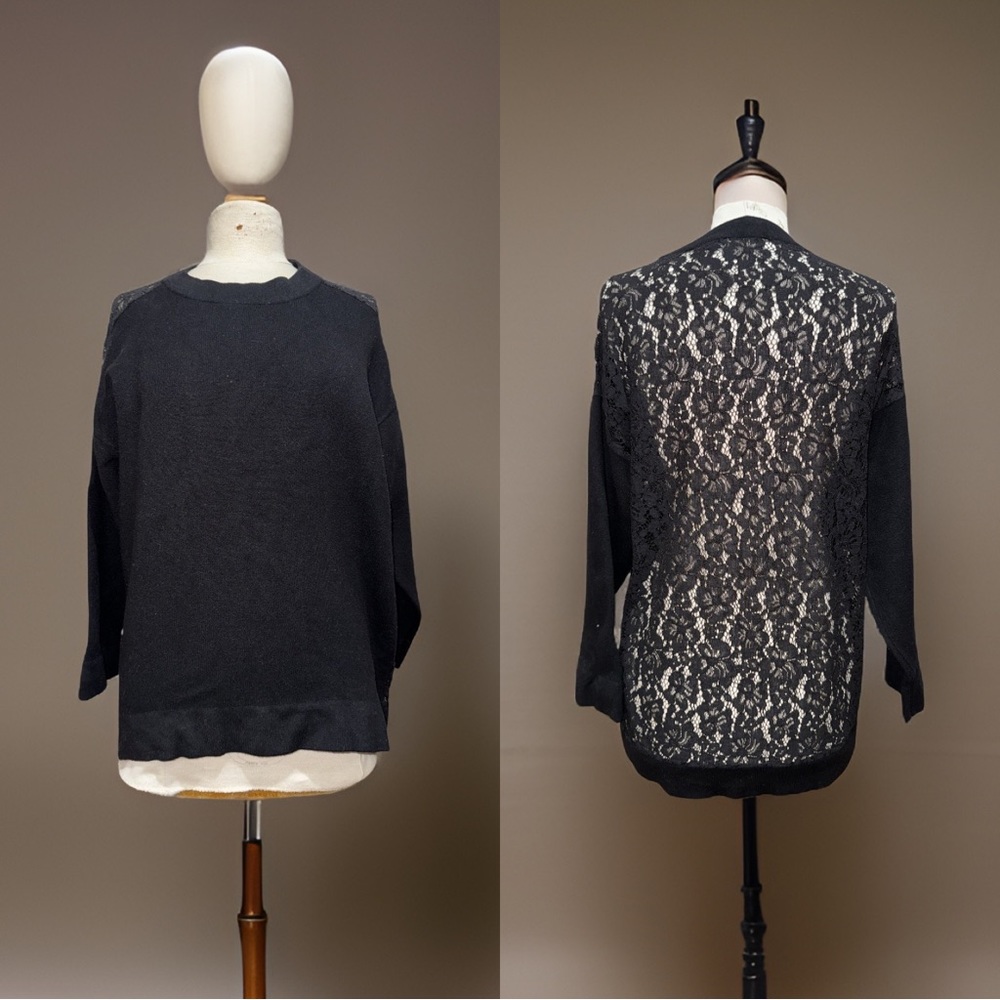 Zara knit sweater black sheer back top blouse black casual and evening cotton